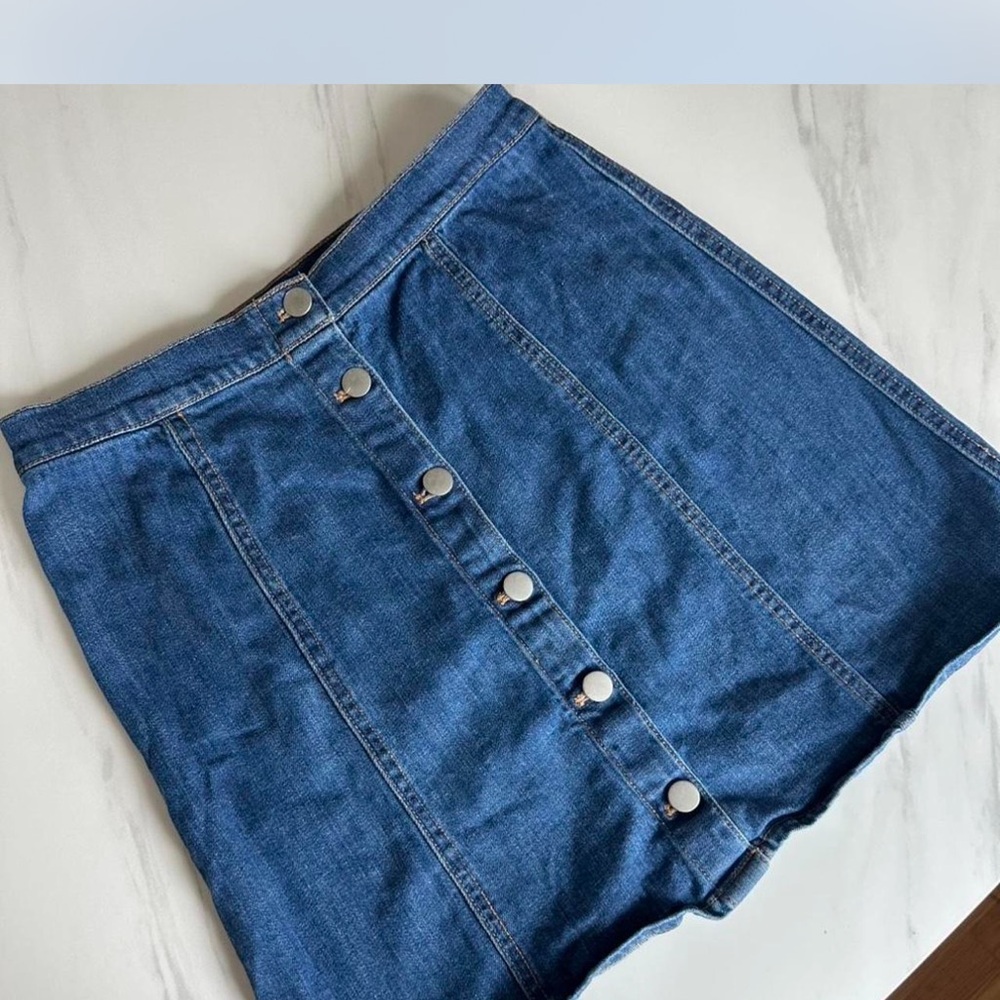 Blue Denim Button-Up Skirt size medium women